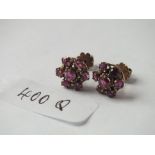 Pair of 9ct garnet cluster earrings