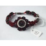 Vintage red glass bead flower bracelet
