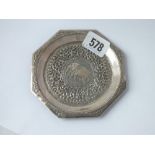 Indian silver pin tray with chased decoration – 4.5” wide – 38gms
