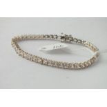 Silver white stone set line bracelet