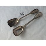 Two Victorian long handled caddy spoons – 1842 by WE & 1845