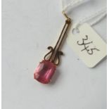 9ct pink stone drop pendant