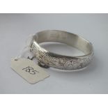 Wide silver scroll engraved bangle 33g