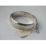 Wide silver hinged bangle