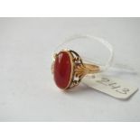 14ct gold cornelian ring approx. size P