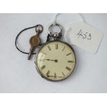 Ladies silver fob watch with key