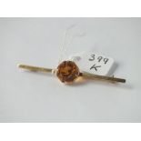 Citrine stone set bar brooch set in gold – 4.9gms