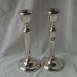 Pair of candle sticks with V shaped stems – 9” high – B’ham modern