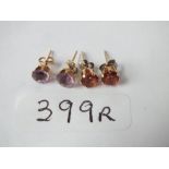 Two pairs of 9ct ear studs