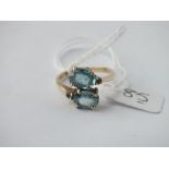 9ct blue stone dress ring approx. size N