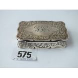 Late Victorian snuff box engraved with foliage – 2.5” wide – B’ham 1895 - 51gms