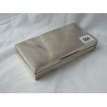 Plain oblong cigarette box with hinged cover – 7” wide – London 1933 Goldsmith Co.