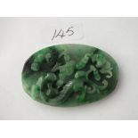 LARGE APPLE GREEN JADE PANEL 2.5" long 57g