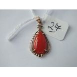 18ct gold red stone pendant