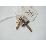 Two 9ct crosses