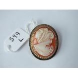 9ct oval cameo brooch