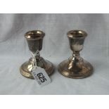 Pair of circular base candle sticks with beaded rim – 3” high