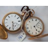 2 gold plated Hunter pocket watches – 1 by Waltham