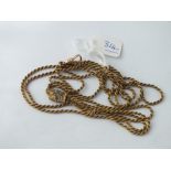 Antique rolled gold guard chain with slide, 48” long