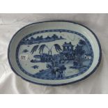 Chinese Nankin dish with river landscape 12.5” wide.