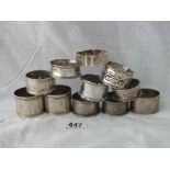 Selection of 11 various napkin rings, 240g
