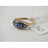 Sapphire half hoop ring with rose diamonds, size R, 2.1g