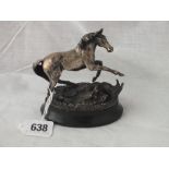 Well cast horse frightened by a pheasant by Geoffrey Snell, 4" wide - Sheffield mark