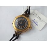 Ladies Rolex rolled gold wrist watch with black dial