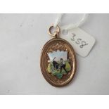 9ct enamel fob, 7.3g