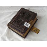Carved Austrian photo album with brass mounts