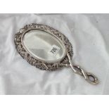 Good Chinese silver hand mirror the boarder with dragons stamped LUENWO