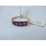 5 stone garnet Half hoop ring set in gold, size R