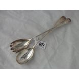 Pair of plain OEP salad servers – B’ham 1925, 88g