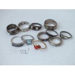 11 silver mounted rings