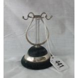 Hat pin stand lyre shaped 4” – B’ham 1907 by A&L