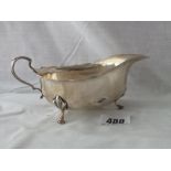 Oval sauce boat on pad feet – B’ham 1935 6” over handle 101gms