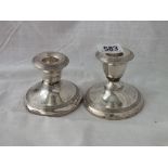 Pair of candle sticks with reeded rims – B’ham 1914, 3” high