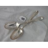 Pair of George I crested table spoons – London 1727 by W.I ?* 126g