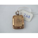 9ct back and front oblong locket, 4.3g