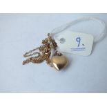 Small 9ct heart locket on fine 9ct chain