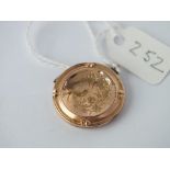 Circular 9ct back and front locket engraved with bird amongst flowers
