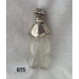 19th Century silver mounted and glass scent bottle 4.5” high