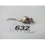 Miniature silver mouse with import mark, 1.5” long