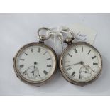 2 silver cased open face pocket watches