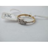 Triple heart design diamond ring set in 18ct, size P, 2.3g