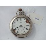 Silver chiming gents pocket watch (damaged dial)