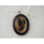 Oval locket/pendant with gold mounts