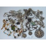 An assortment of silver chains and pendants (18)