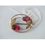 Oval 9ct 2 stone brooch