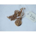 9ct St. Christopher on neck chain, 2.8g